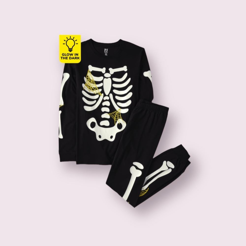 The Children’s Place Unisex Adult Glow Skeleton Cotton Pajamas Size S